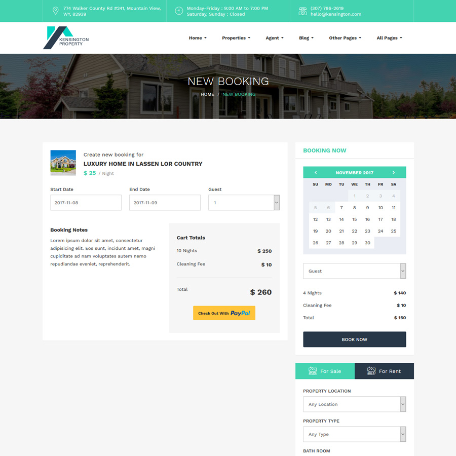 Property Booking Page